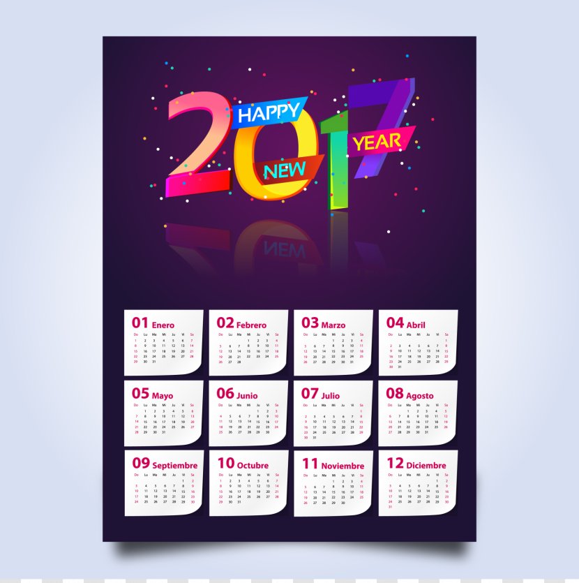 New Year's Day Calendar - Christmas Transparent PNG