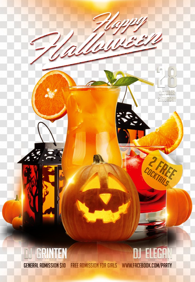 Halloween Costume Party Flyer - Mandarin Orange - Pumpkin Lantern Transparent PNG