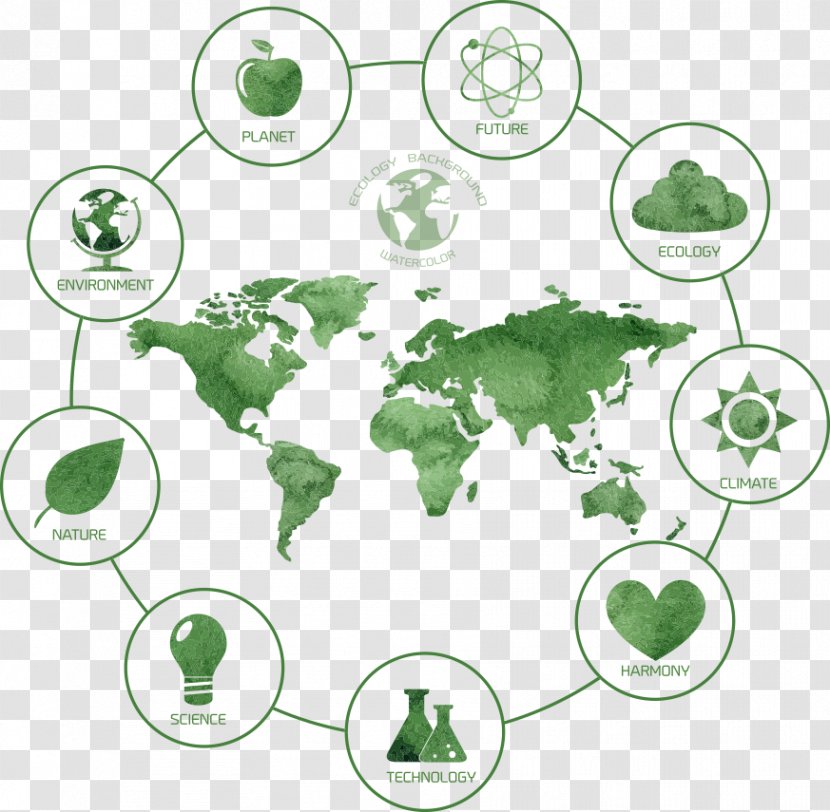 India United States Globe World Map - Area - Green Environmental Vector Transparent PNG