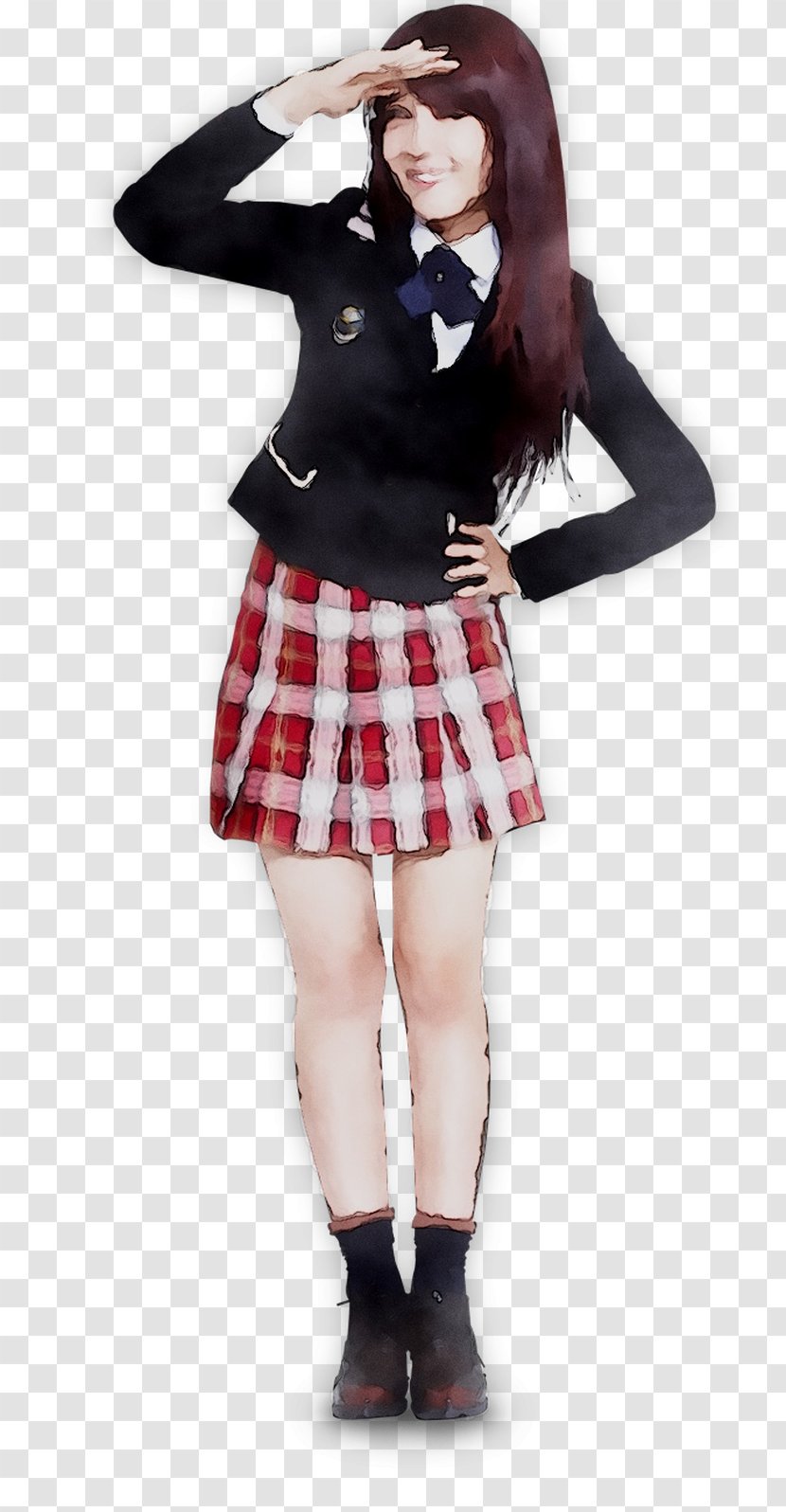 School Uniform Tartan Fashion Skirt - Maroon - Waist Transparent PNG