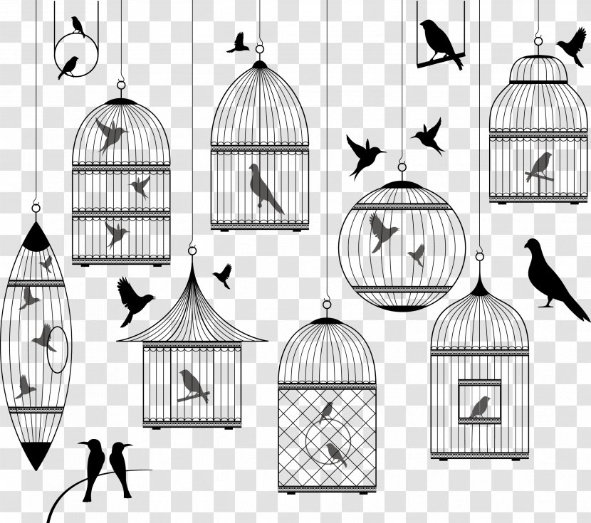 Birdcage Royalty-free Illustration - Brand - Floating Cage And All Kinds Of Birds Transparent PNG