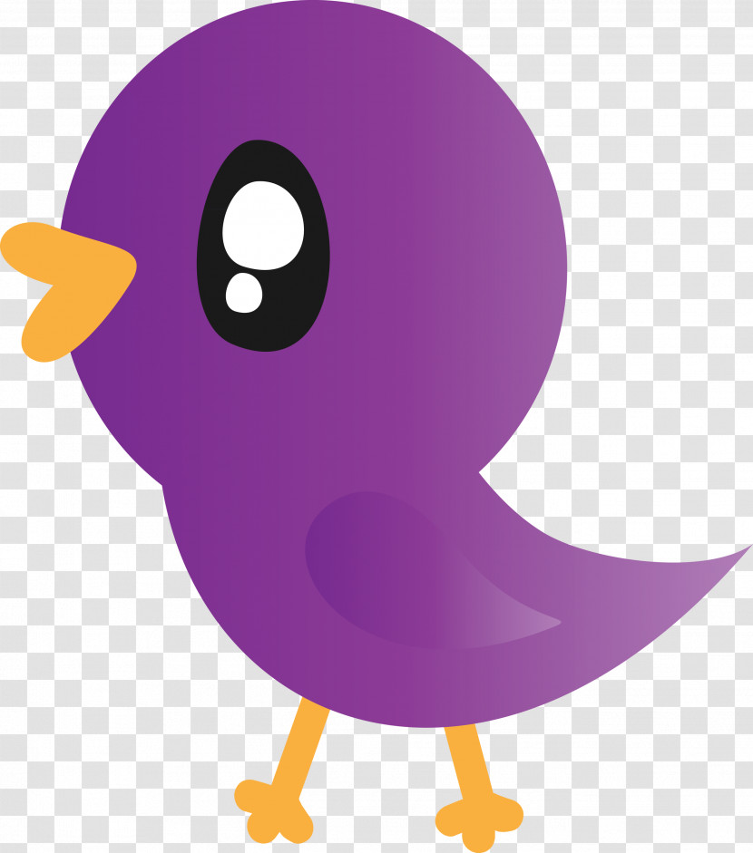 Violet Purple Cartoon Beak Bird Transparent PNG