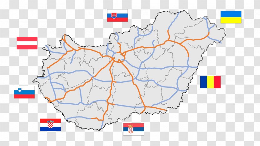 Roads In Hungary Transport Rail M1 Motorway Rapid Transit - Twolane Expressway - System Transparent PNG