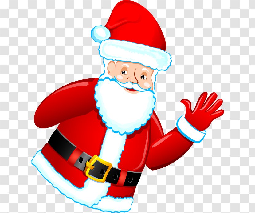 Santa Claus Christmas Clip Art - Hand - Red Cute Cartoon Transparent PNG