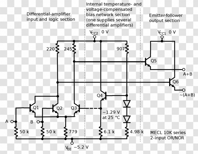 Emitter-coupled Logic Gate Electronic Circuit Diagram Transistor–transistor - Plot - Plan Transparent PNG