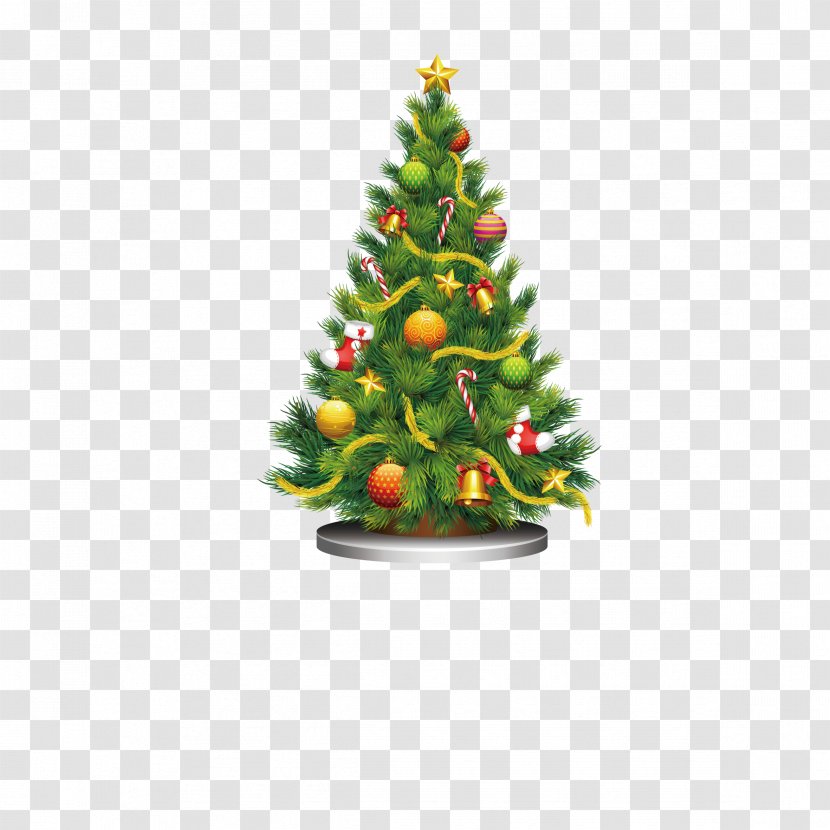 Santa Claus Christmas Tree Gift Clip Art - Evergreen - Vector Transparent PNG
