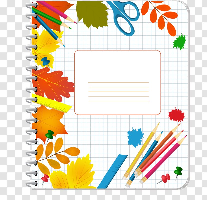 Crayon Drawing School Clip Art - Border - Notebook Cover Transparent PNG