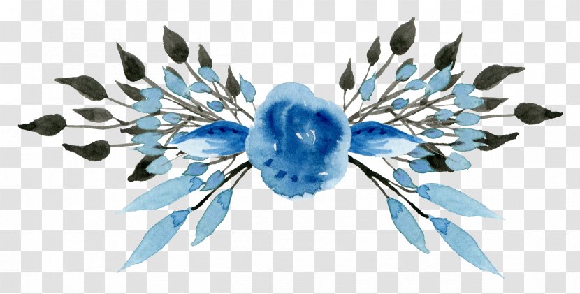 Watercolor: Flowers Watercolor Painting Blue Clip Art - Copy Background Garland Transparent PNG