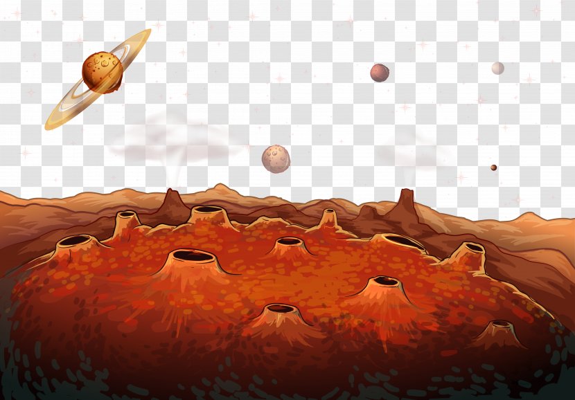 Outer Space Planet Illustration - Orange Transparent PNG