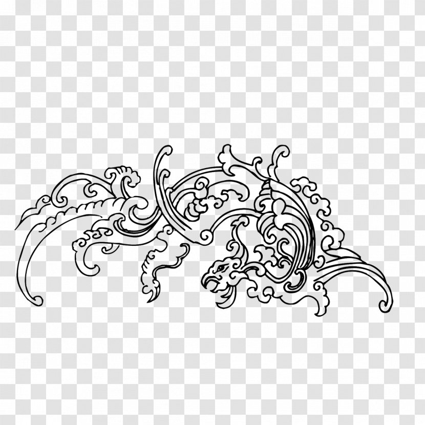 China Fenghuang Motif Chinoiserie - Monochrome Photography - Chinese Wind Patterns Transparent PNG