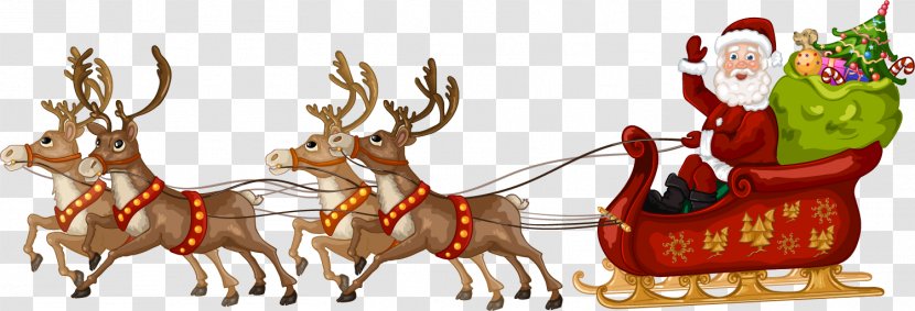 Santa Clauss Reindeer Sled Illustration - Santas Slay - Cartoon Claus Transparent PNG
