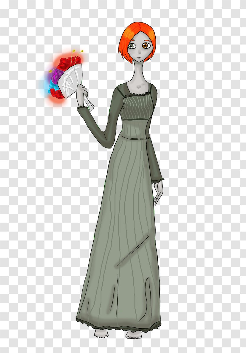 Gown Cartoon Shoulder Character - Flower - Olive Drawing Transparent PNG