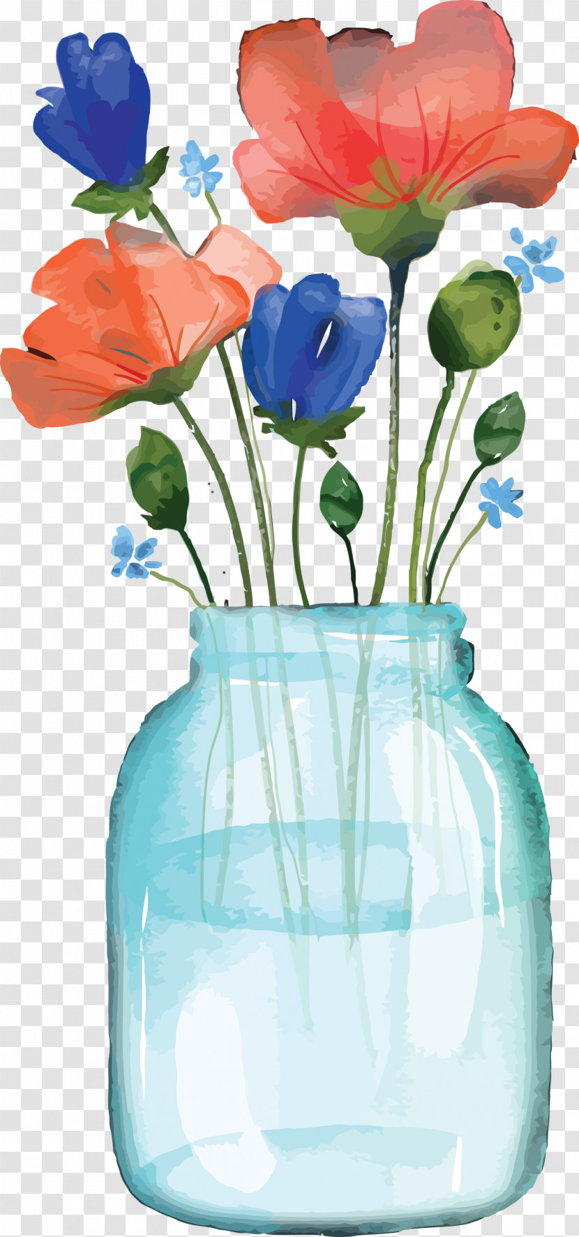 Vase Flower Cut Flowers Turquoise Plant Transparent PNG