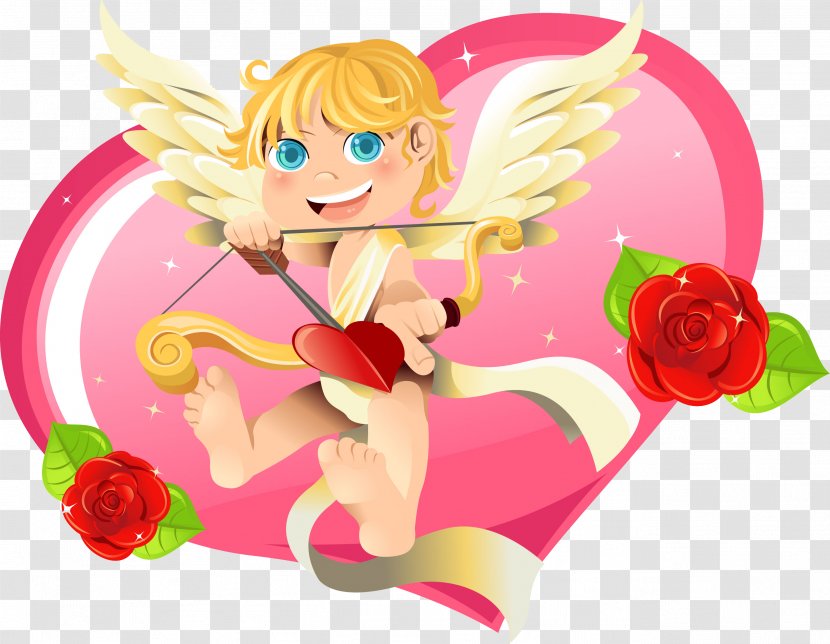 Cupid Heart Valentine's Day Clip Art - Cartoon Transparent PNG