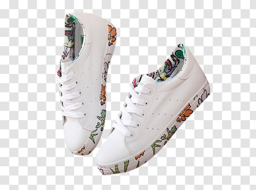 Sneakers White Shoe - Whiteshoe Firm - Flowers Decorated Shoes Sports Transparent PNG