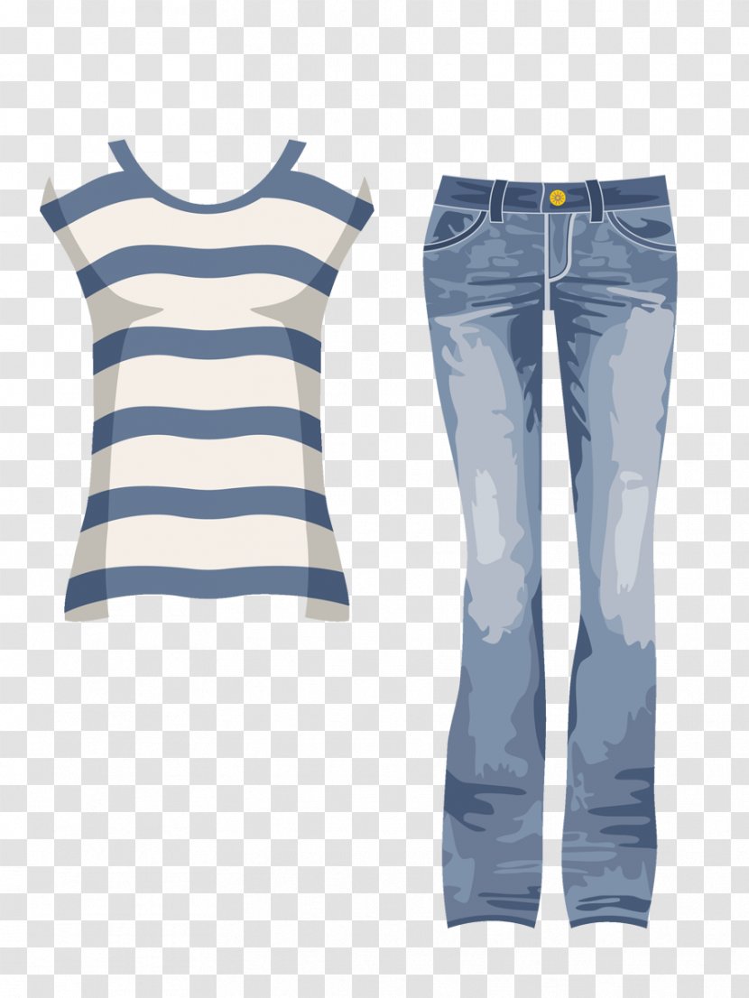 Jeans Adobe Illustrator - T Shirt - Women Set Transparent PNG