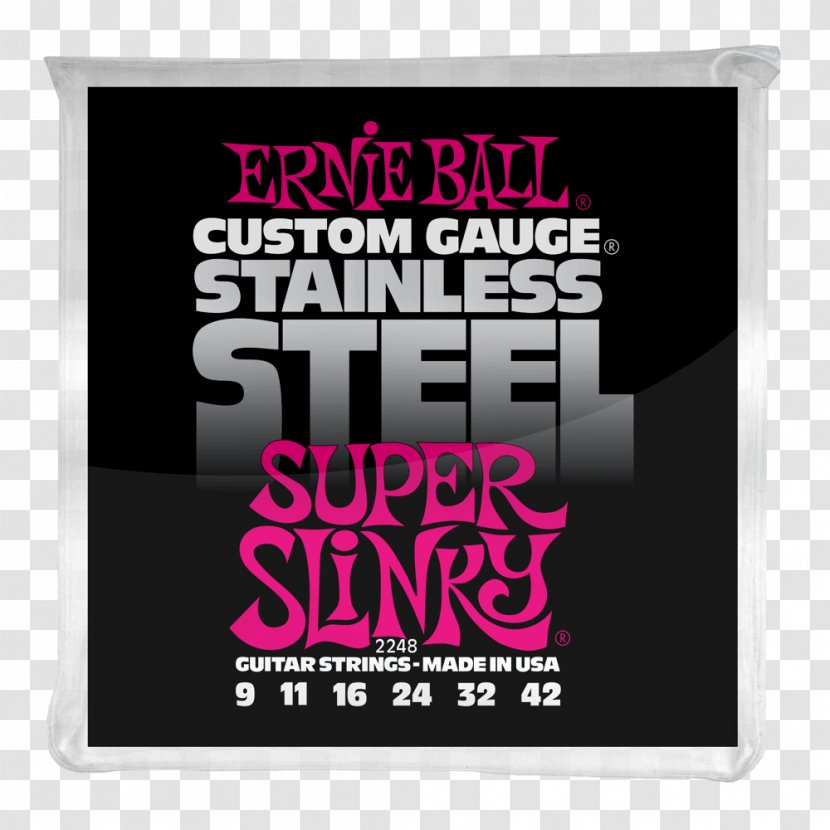Stainless Steel Slinky Brand Font - Pink - Seven String Electric Guitar Transparent PNG