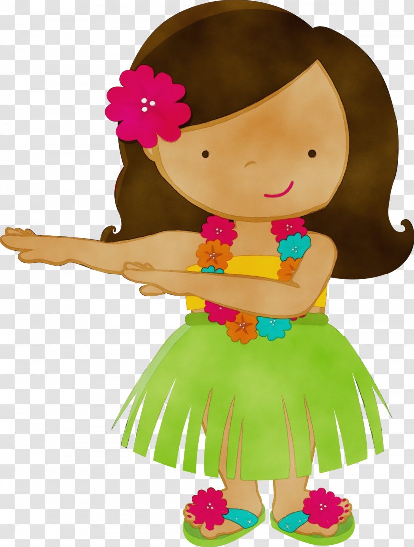 Watercolor Drawing - Luau - Child Doll Transparent PNG