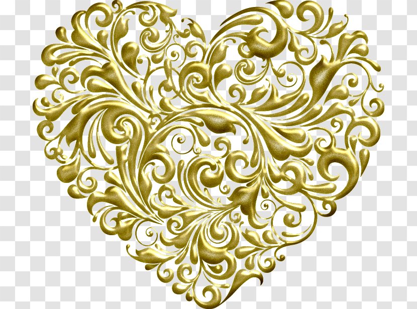 Cartoon Painted Gold Heart-shaped Pattern - Tree - Flower Transparent PNG