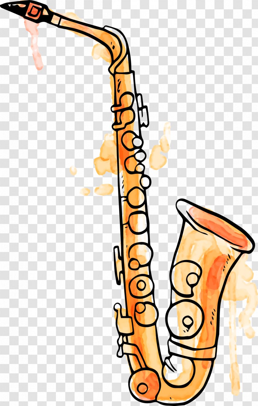 Saxophone Musical Instrument Watercolor Painting Trumpet Drawing - Flower - Vector Instruments Transparent PNG
