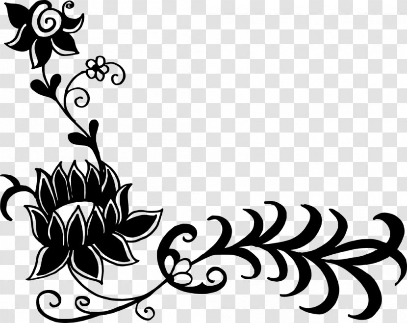 Flower Clip Art - Black And White Transparent PNG