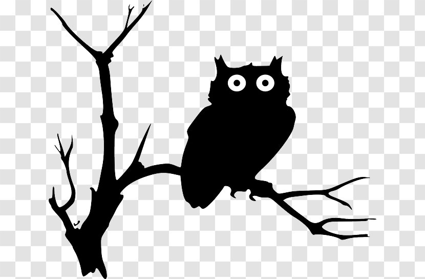 Owl Silhouette Drawing Clip Art - Wing - Plant Stem Transparent PNG