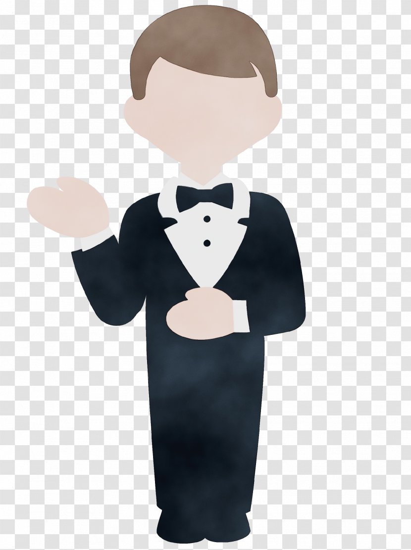Formal Wear Cartoon Tuxedo Suit Male - Wet Ink - Gesture Gentleman Transparent PNG