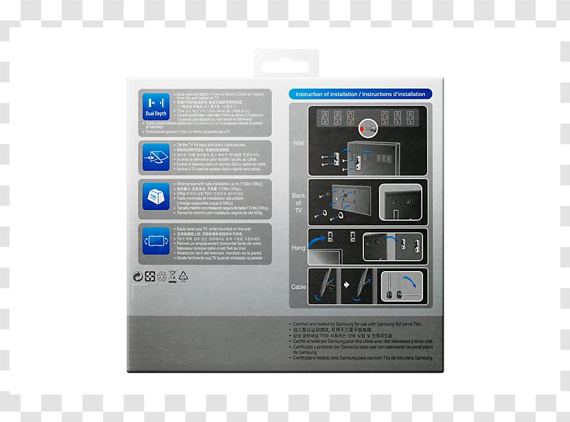 Samsung WMN4277SK/XC Full Motion Wall Mount 75 Black Wmn550m Mini Group - HG32EF690DBLED-backlit LCD Flat Panel DisplaySmart TV1080p (Full HD)Tv Transparent PNG
