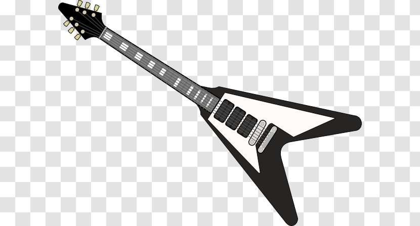 Gibson Flying V Electric Guitar Acoustic Clip Art - Bass - Vector Transparent PNG