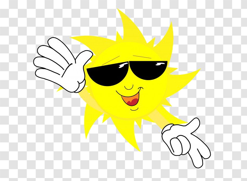 Cartoon Clip Art - Smile - Yellow Sun Wearing Sunglasses Transparent PNG