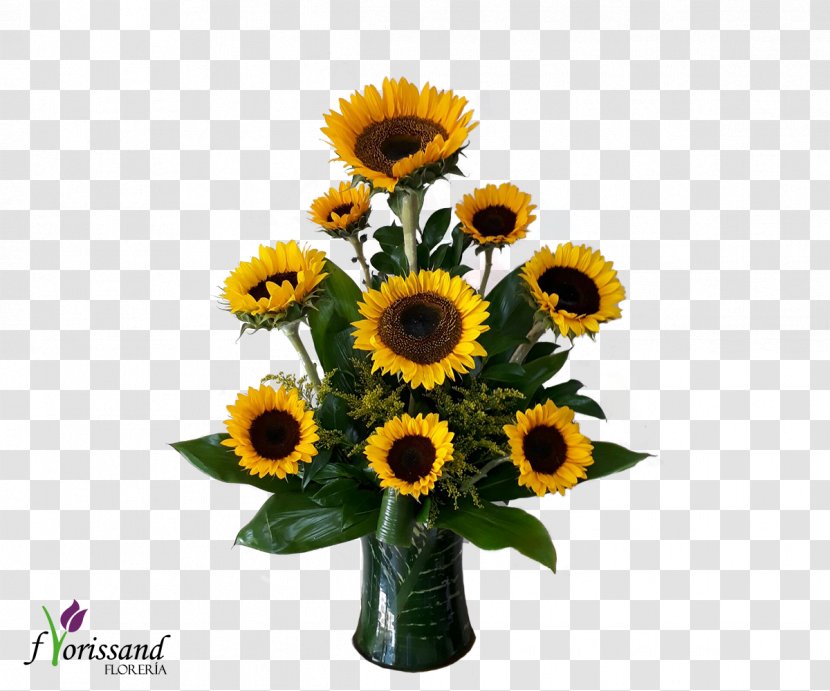 Common Sunflower Floral Design Cut Flowers Vase Flower Bouquet - Leaf - Jarron Transparent PNG