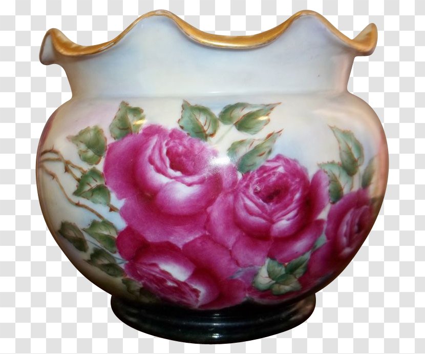 Garden Roses Vase Porcelain Tableware Floral Design - Pink Transparent PNG