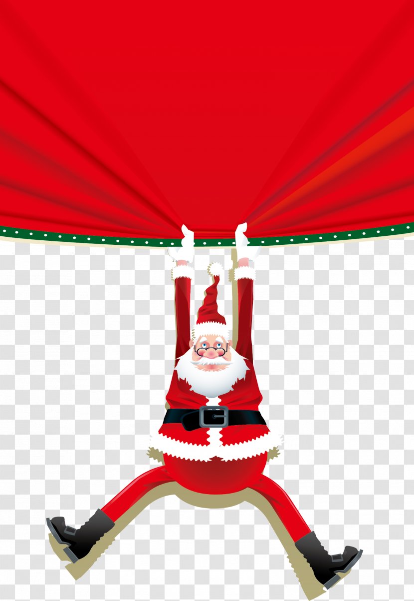 Santa Claus Reindeer Christmas Illustration - Red - Vector Transparent PNG