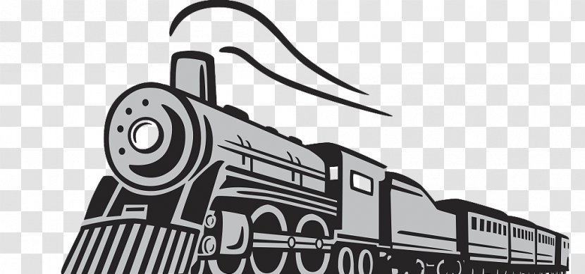 Train Rail Transport Steam Locomotive - Engine - Cartoon Hand Drawn Running Transparent PNG
