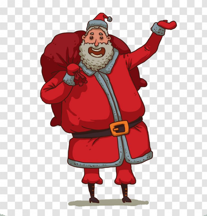 Gift Illustration - Happiness - Santa Claus Carrying A Large Bag Transparent PNG