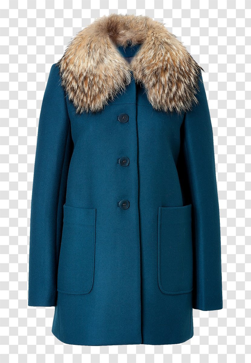 Overcoat Teal Wool Blue - Fur Clothing - Coat Transparent PNG