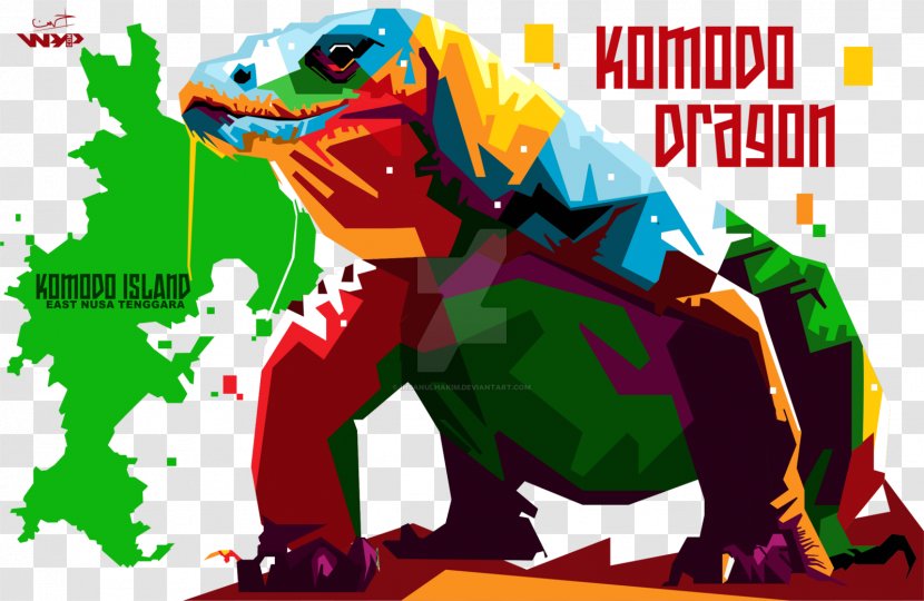 Komodo Dragon Lizard Graphic Design - Wpap Transparent PNG