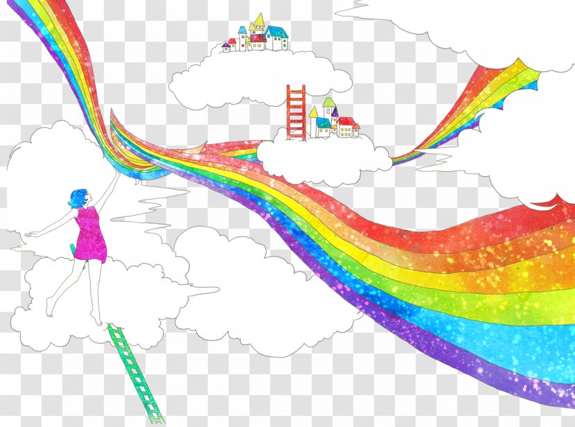 Cartoon Child Rainbow Illustration - Tree - Dream Castle Transparent PNG