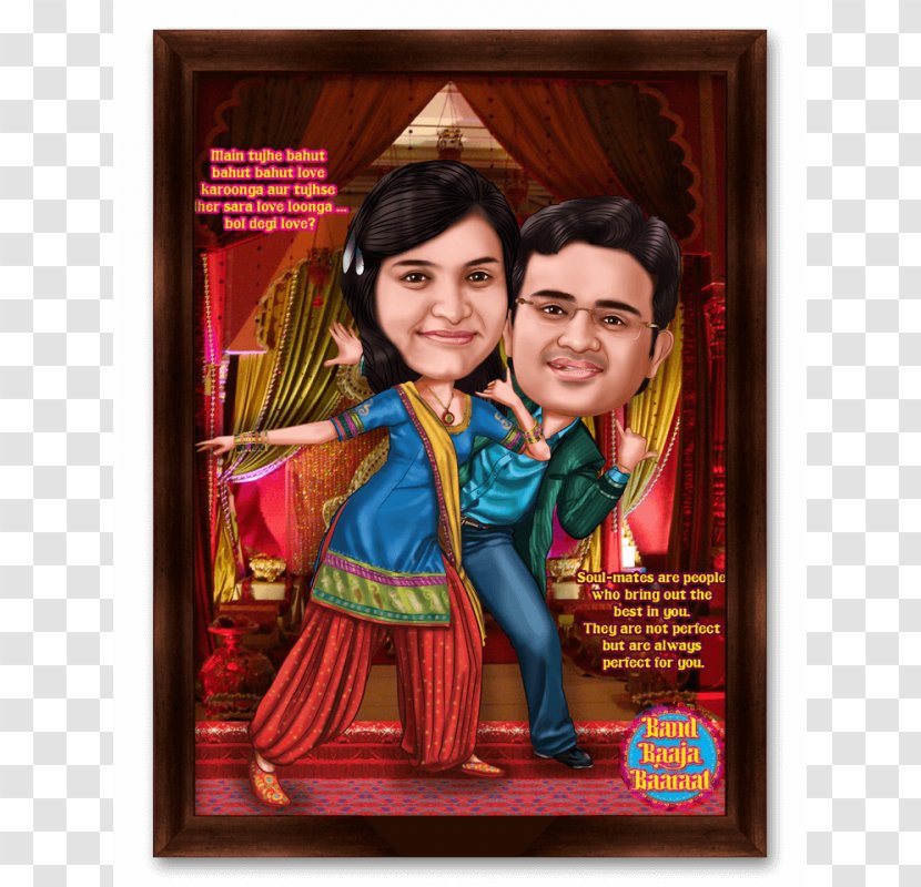 Band Baaja Baaraat Rab Ne Bana Di Jodi Bollywood Caricature Romantic Comedy - Gift - Couple Transparent PNG