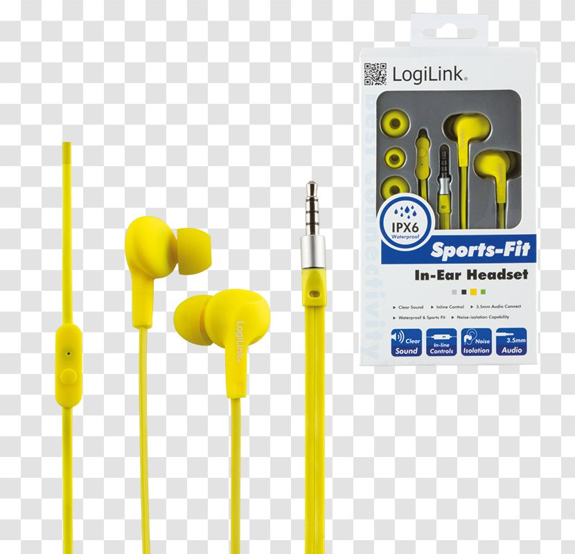 Headphones Yellow In-ear Monitor Écouteur Phone Connector - %c3%89couteur Transparent PNG
