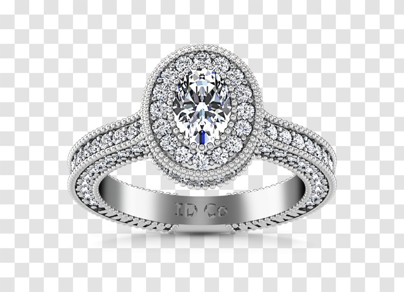 Wedding Ring Engagement Sapphire Silver - Bling - Halo Transparent PNG