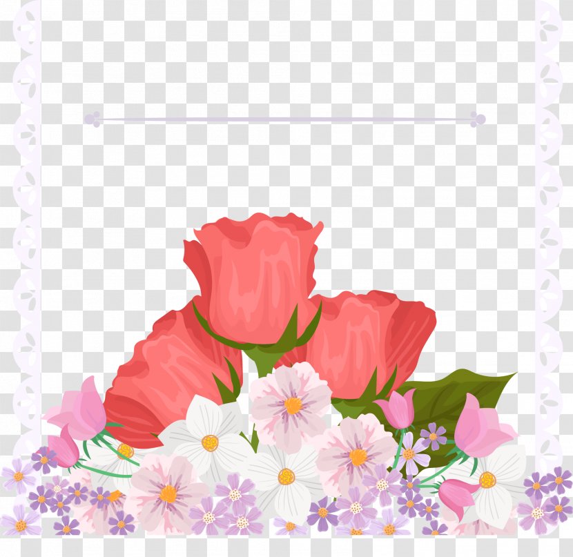 Flower Template Illustration - Floristry - Handmade Rose Small Daisy Decorative Letter Border Transparent PNG
