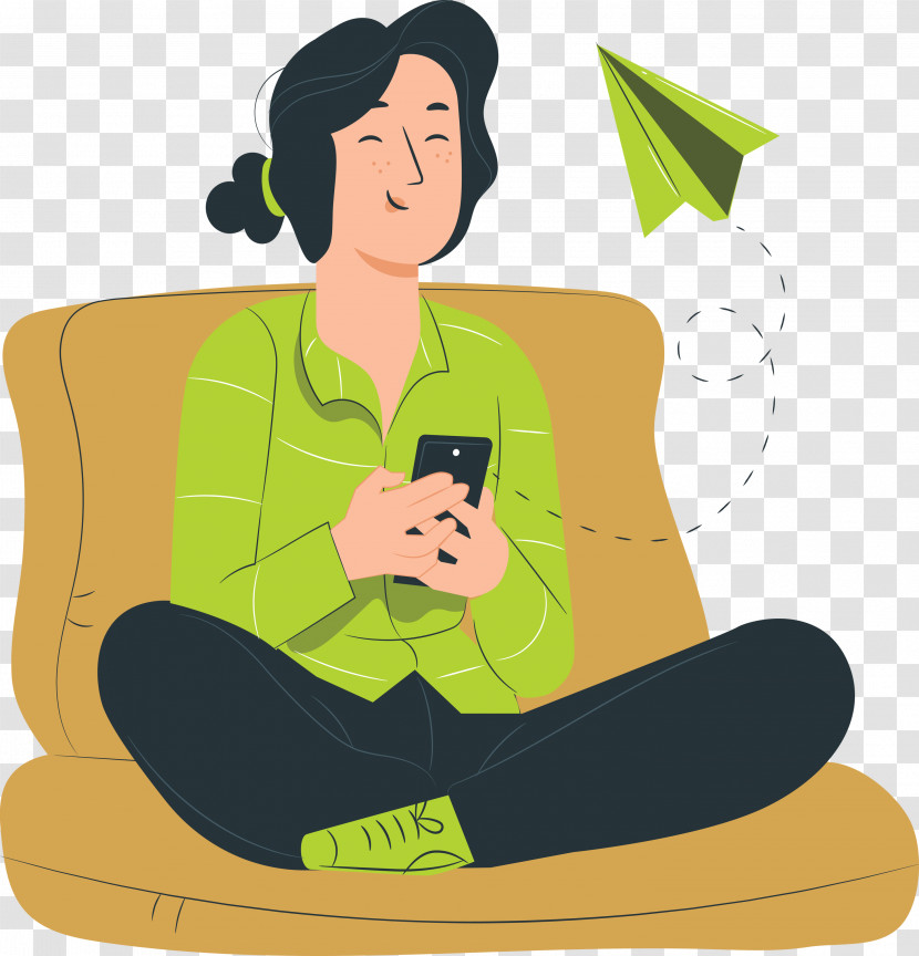 Girl Playing Mobile Phone Transparent PNG
