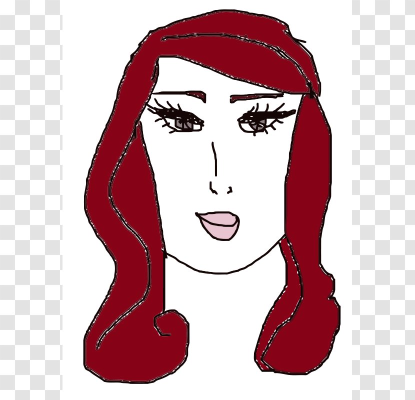 Cartoon Illustration - Red Hair, Long Eyelashes Woman Transparent PNG
