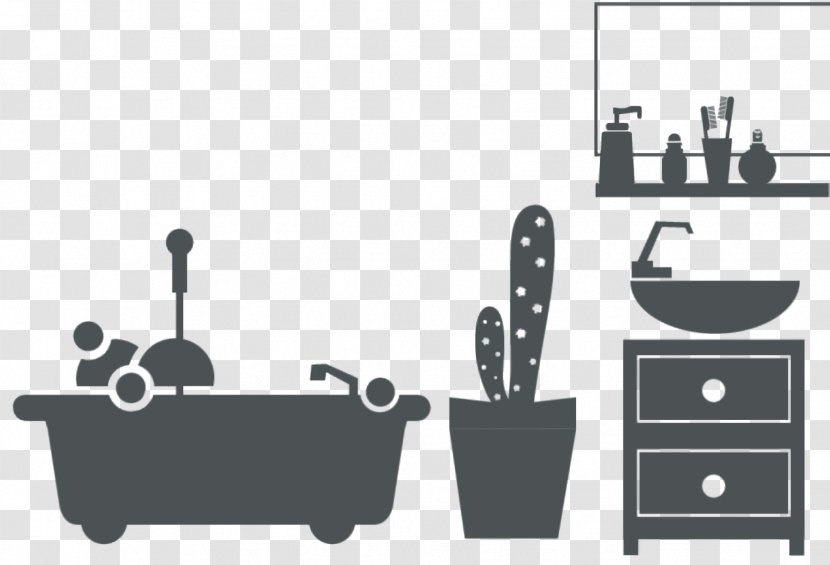 Bathroom Cartoon - Iran - Blackandwhite Furniture Transparent PNG