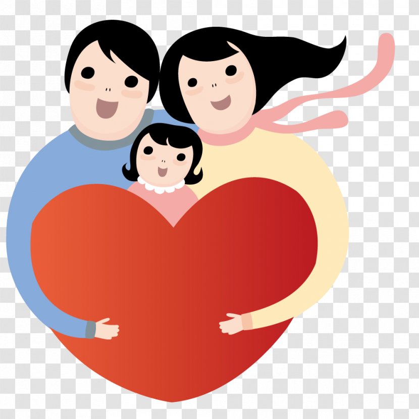 Cartoon Child Illustration - Watercolor - Holding Red Loving Family Transparent PNG