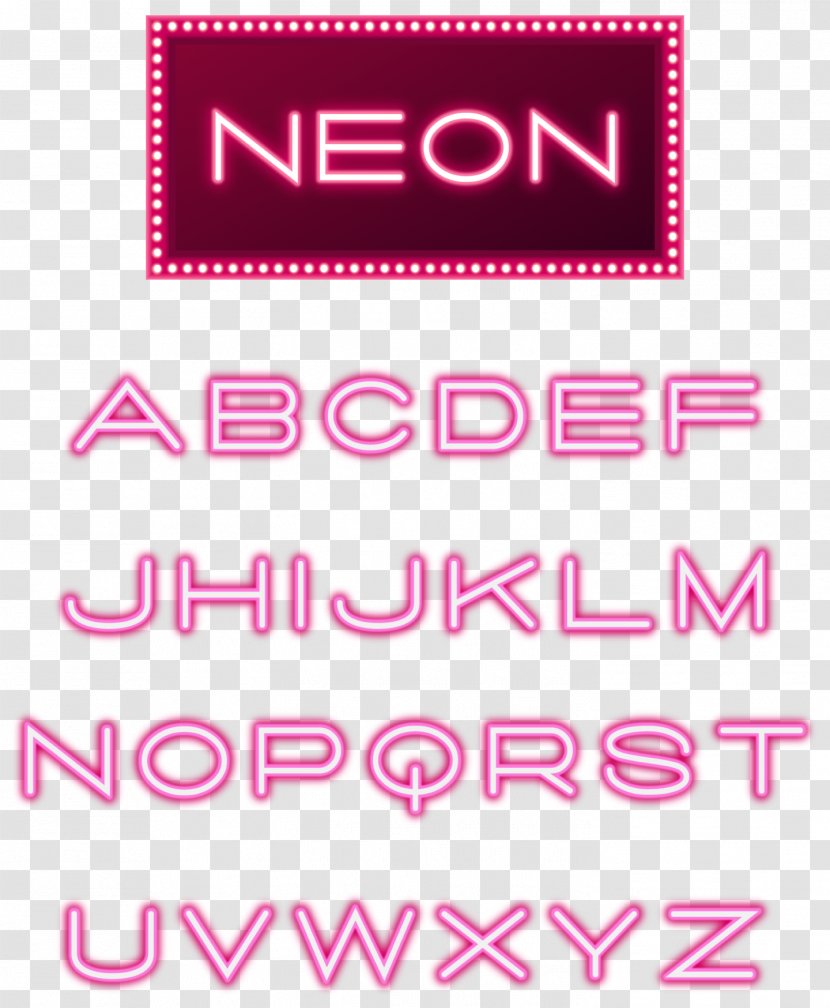 Neon Lighting Letter Case Font - Pink - Light Effect Word Transparent PNG