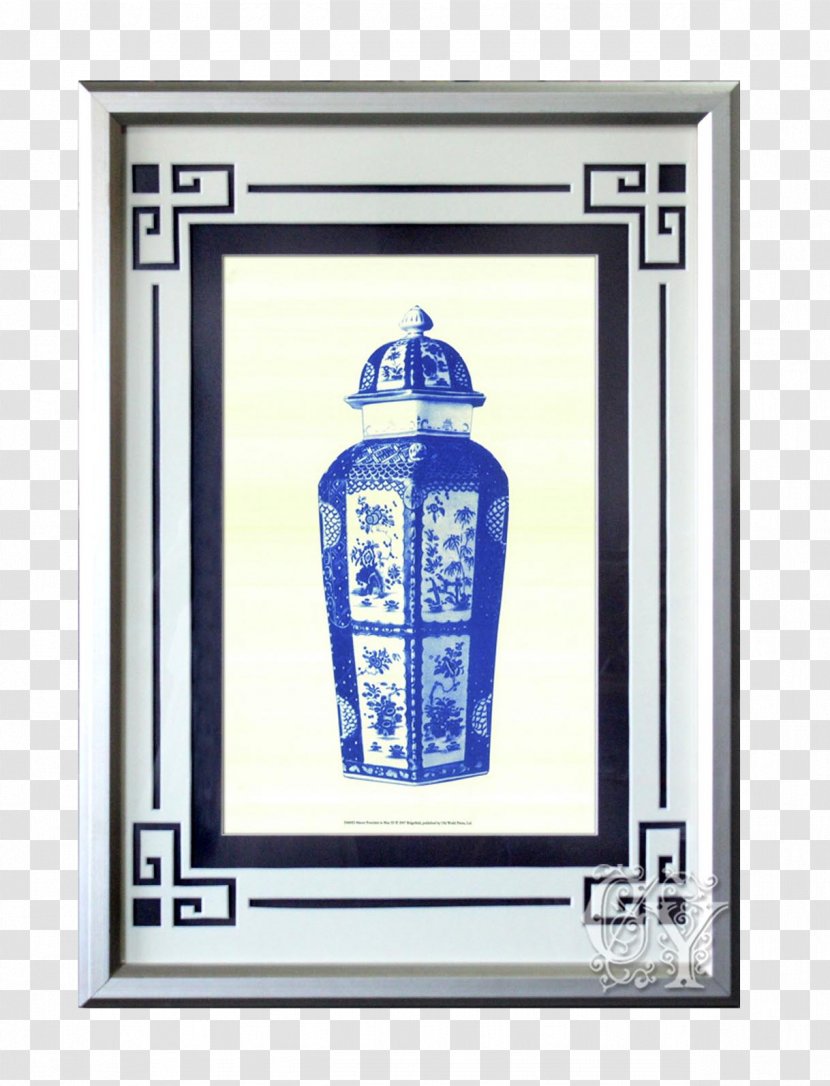 Blue And White Pottery Mural Chinoiserie Painting - Picture Frame - Chinese Ancient Classic Porcelain Vase With Cover Decorative Transparent PNG