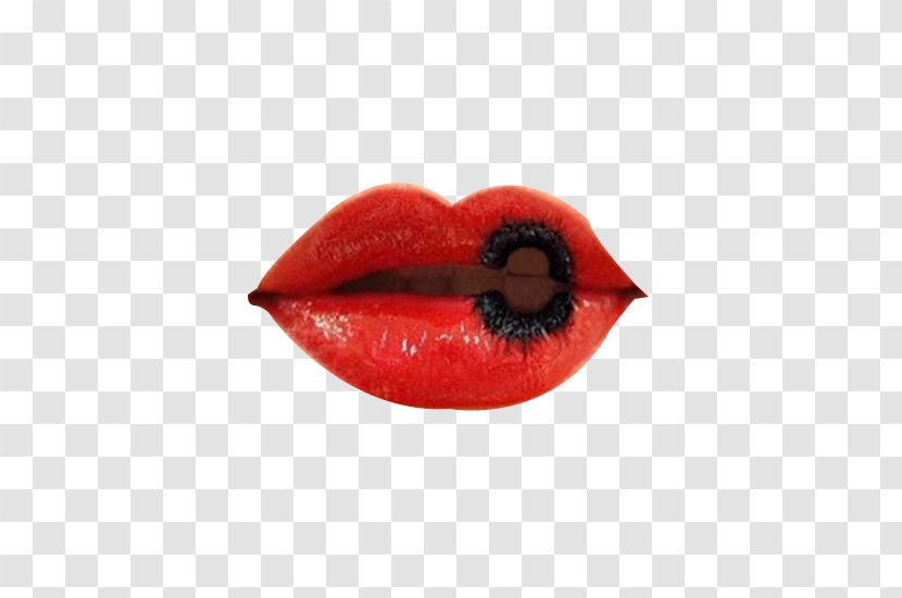 Red Lip Close-up Advertising Smoking - Lips Burn Transparent PNG