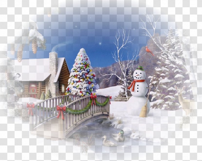 Christmas Landscape Painting Desktop Wallpaper - Card Transparent PNG